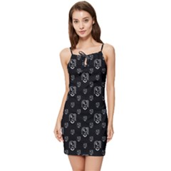 Funny Weird Monster Portrait Motif Pattern Summer Tie Front Dress by dflcprintsclothing
