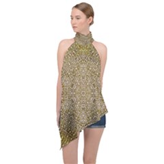 Pearls With A Beautiful Luster And A Star Of Pearls Halter Asymmetric Satin Top by pepitasart