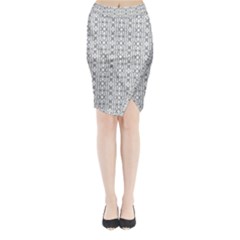 Modern Tribal Black And White Ornate Stripes Midi Wrap Pencil Skirt by dflcprintsclothing