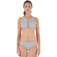 Modern Tribal Black And White Ornate Stripes Perfectly Cut Out Bikini Set by dflcprintsclothing