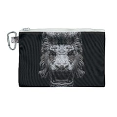 Creepy Lion Head Sculpture Artwork 2 Canvas Cosmetic Bag (large) by dflcprintsclothing
