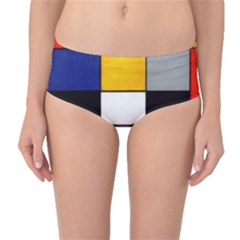 Composition A By Piet Mondrian Mid-waist Bikini Bottoms by maximumstreetcouture
