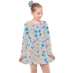Flower Bomb 2 Kids  Long Sleeve Dress by PatternFactory