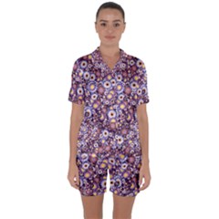 Flower Bomb 3 Satin Short Sleeve Pajamas Set by PatternFactory