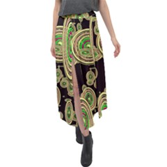 Concentric Circles B Velour Split Maxi Skirt by PatternFactory