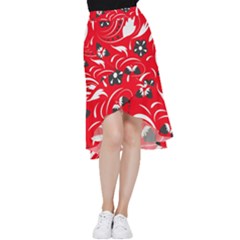 Folk Flowers Pattern  Frill Hi Low Chiffon Skirt by Eskimos
