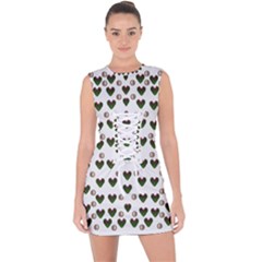 Hearts And Pearls For Love And Plants For Peace Lace Up Front Bodycon Dress by pepitasart