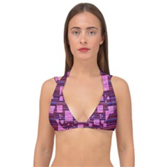 Squares-purple-stripes-texture Double Strap Halter Bikini Top by Sapixe