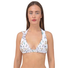 Doodle Pattern Double Strap Halter Bikini Top by Sapixe