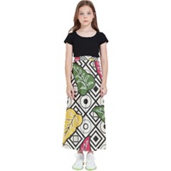 Leaves Foliage Batik Seamless Kids  Flared Maxi Skirt by Sapixe