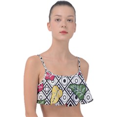 Leaves Foliage Batik Seamless Frill Bikini Top by Sapixe