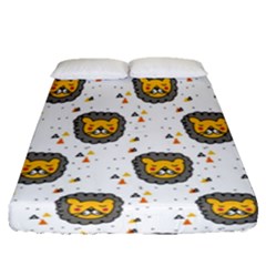 Lion Heads Pattern Design Doodle Fitted Sheet (queen Size) by Sapixe