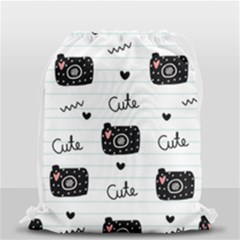 Cute Cameras Doodles Hand Drawn Drawstring Bag (small) by Sapixe
