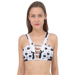 Cute Cameras Doodles Hand Drawn Cage Up Bikini Top by Sapixe