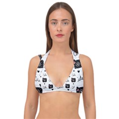 Cute Cameras Doodles Hand Drawn Double Strap Halter Bikini Top by Sapixe