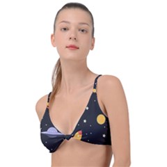 Cosmos Rockets Spaceships Ufos Knot Up Bikini Top by Sapixe