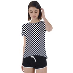 Black And White Checkerboard Background Board Checker Short Sleeve Foldover Tee by Sapixe