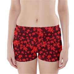 Red Oak And Maple Leaves Boyleg Bikini Wrap Bottoms by Daria3107