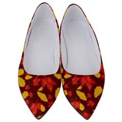 Autumn Pattern,oak And Maple On Burgundy Women s Low Heels by Daria3107