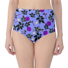 Purple Flower On Lilac Classic High-waist Bikini Bottoms by Daria3107