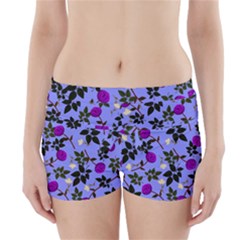 Purple Flower On Lilac Boyleg Bikini Wrap Bottoms by Daria3107