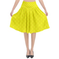 Soft Pattern Yellow Flared Midi Skirt by PatternFactory
