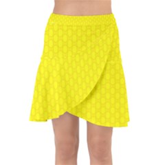 Soft Pattern Yellow Wrap Front Skirt by PatternFactory