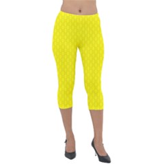 Soft Pattern Yellow Lightweight Velour Capri Leggings  by PatternFactory