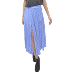 Soft Pattern Blue Velour Split Maxi Skirt by PatternFactory