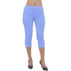 Soft Pattern Blue Lightweight Velour Capri Leggings  by PatternFactory