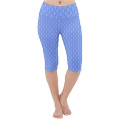Soft Pattern Blue Lightweight Velour Cropped Yoga Leggings by PatternFactory