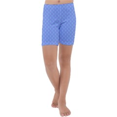 Soft Pattern Blue Kids  Lightweight Velour Capri Yoga Leggings by PatternFactory