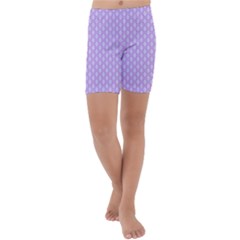 Soft Pattern Lilac Kids  Lightweight Velour Capri Yoga Leggings by PatternFactory