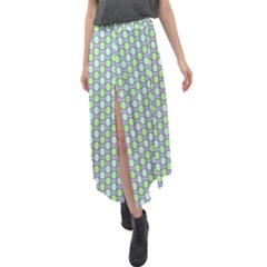 Soft Pattern Aqua Velour Split Maxi Skirt by PatternFactory