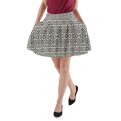 Abstract Silver Ornate Decorative Pattern A-line Pocket Skirt by dflcprintsclothing