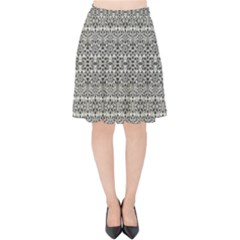 Abstract Silver Ornate Decorative Pattern Velvet High Waist Skirt by dflcprintsclothing
