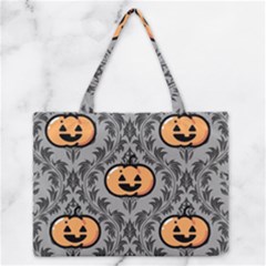 Pumpkin Pattern Zipper Medium Tote Bag by NerdySparkleGoth