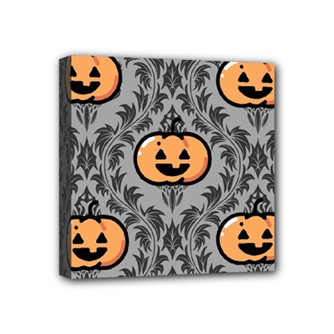 Pumpkin Pattern Mini Canvas 4  X 4  (stretched) by NerdySparkleGoth