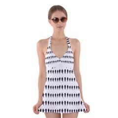 Athletic Running Graphic Silhouette Pattern Halter Dress Swimsuit  by dflcprintsclothing