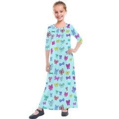 Bows On Blue Kids  Quarter Sleeve Maxi Dress by Daria3107