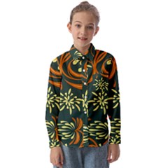 Folk Flowers Pattern Floral Surface Kids  Long Sleeve Shirt by Eskimos