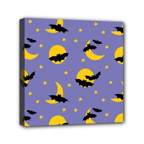 Bats With Yellow Moon Mini Canvas 6  X 6  (stretched) by SychEva