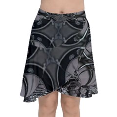 Lunar Phases Chiffon Wrap Front Skirt by MRNStudios