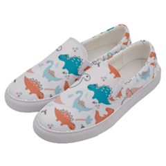 Funny Dinosaurs Kids Men s Canvas Slip Ons by SychEva