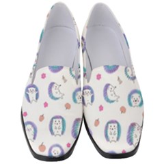 Cute And Funny Purple Hedgehogs On A White Background Women s Classic Loafer Heels by SychEva
