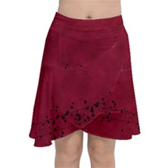 Black Splashes On Red Background Chiffon Wrap Front Skirt by SychEva
