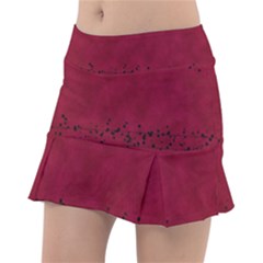Black Splashes On Red Background Classic Tennis Skirt by SychEva