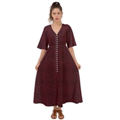 Red Curve Stripes On Black Background Kimono Sleeve Boho Dress by SychEva