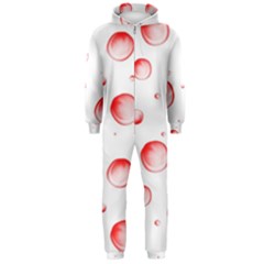 Red Drops On White Background Hooded Jumpsuit (men)  by SychEva