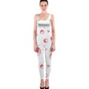 Red Drops On White Background One Piece Catsuit View1